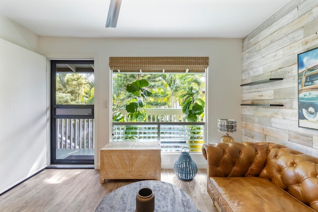 living room with light wood-type flooring