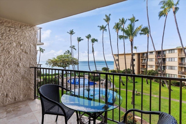 balcony with a water view