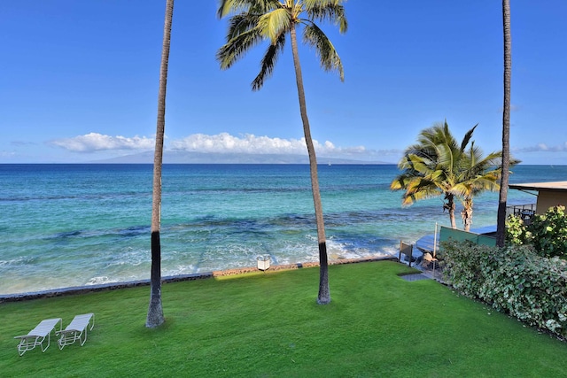 property view of water with a beach view