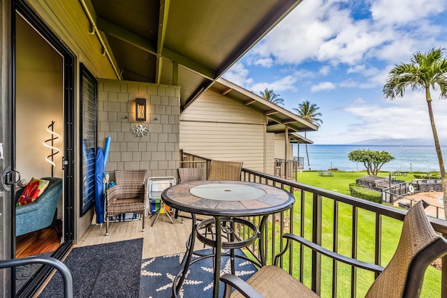 balcony with a water view