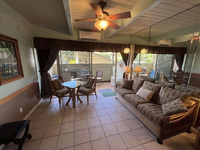 715 S Kihei Rd Unit D144, Kihei, HI 96753 - sunroom with a wall mounted air conditioner, ceiling fan, an outdoor kitchen, and outdoor dining area