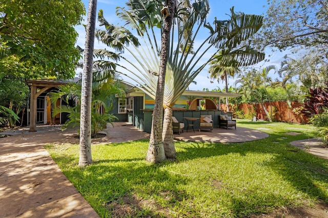 view of yard with a patio area