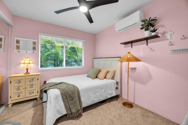 235 Kilioopu St, Wailuku, HI 96793 - bedroom with a wall mounted air conditioner, carpet, and ceiling fan