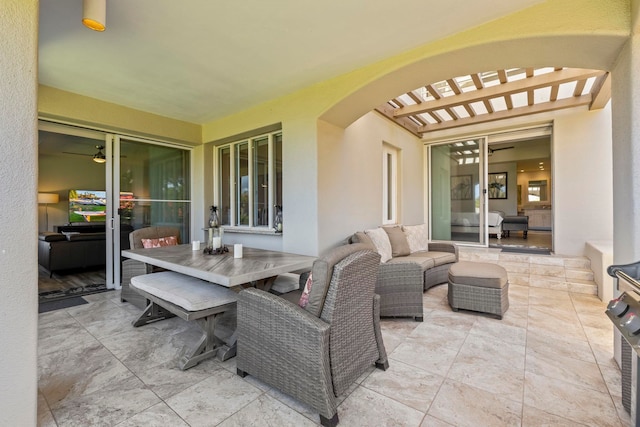 view of terrace with an outdoor living space