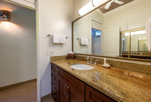5315 Lower Honoapiilani Rd Unit D224, Lahaina, HI 96761 - bathroom featuring vanity, tile patterned flooring, and ceiling fan