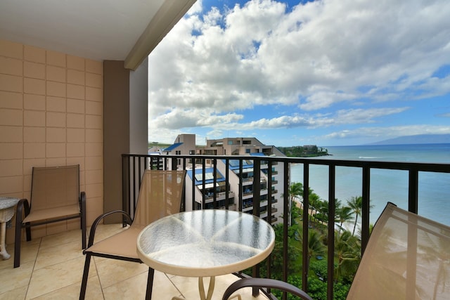 balcony with a water view