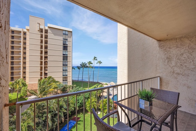 balcony with a water view