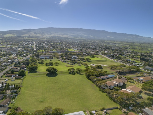 birds eye view of property with golf course view, a residential view, and a mountain view