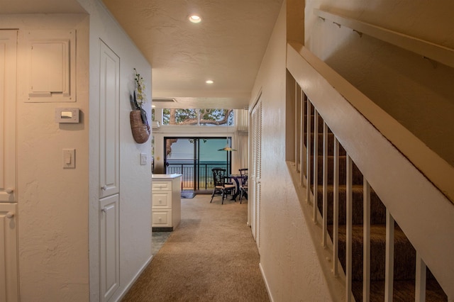 2230 S Kihei Rd Unit 9, Kihei, HI 96753 - hallway with carpet flooring, recessed lighting, and a textured wall