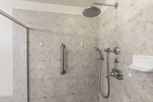 interior details featuring tiled shower