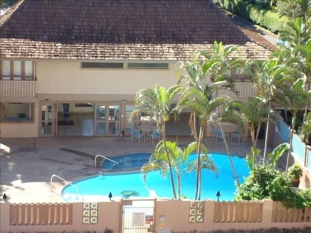 view of pool featuring a patio