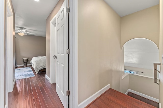 corridor with dark wood-type flooring