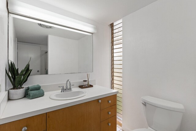 bathroom with toilet and vanity