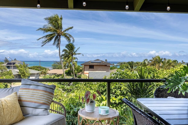 balcony with a water view