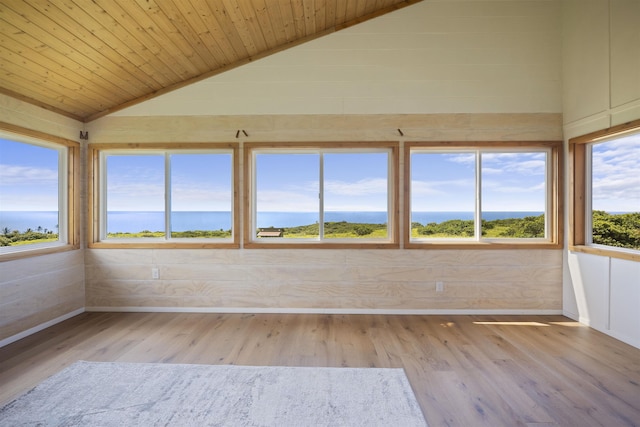 34701 Piilani Hwy, Hana, HI 96713 - unfurnished sunroom featuring wood ceiling, vaulted ceiling, wood finished floors, and baseboards
