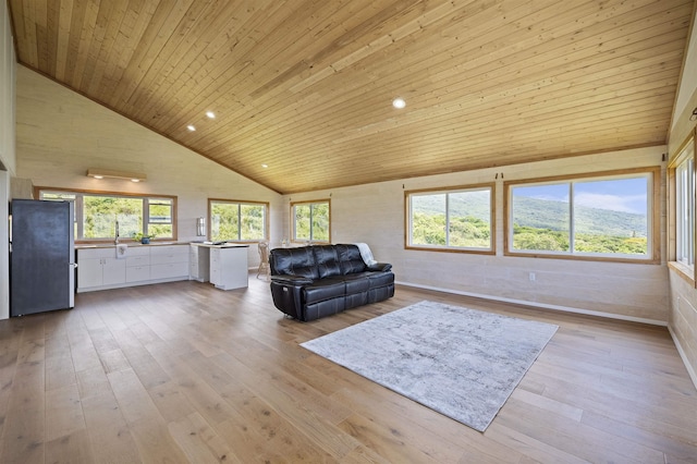 34701 Piilani Hwy, Hana, HI 96713 - living area featuring high vaulted ceiling, wooden ceiling, hardwood / wood-style floors, and recessed lighting