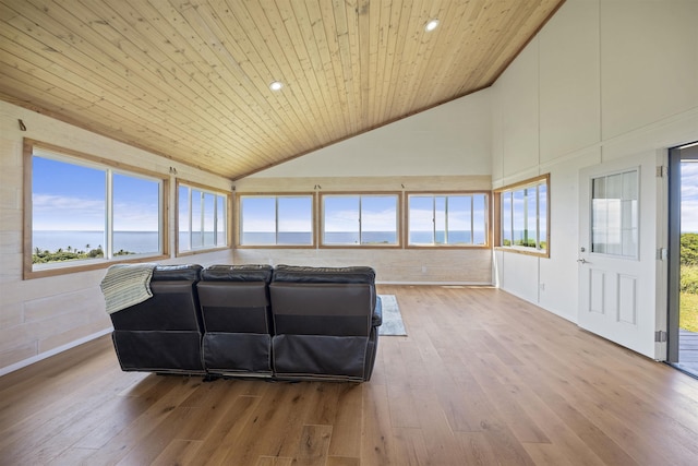 34701 Piilani Hwy, Hana, HI 96713 - living area with wood ceiling, wood finished floors, and high vaulted ceiling