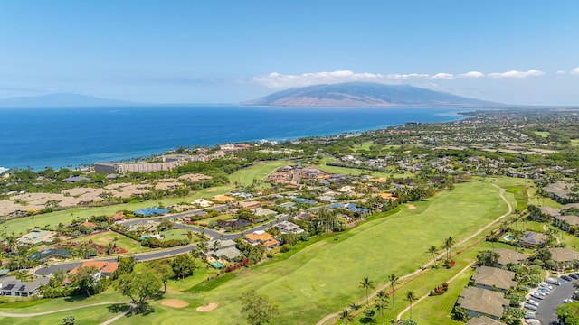 aerial view with a water and mountain view