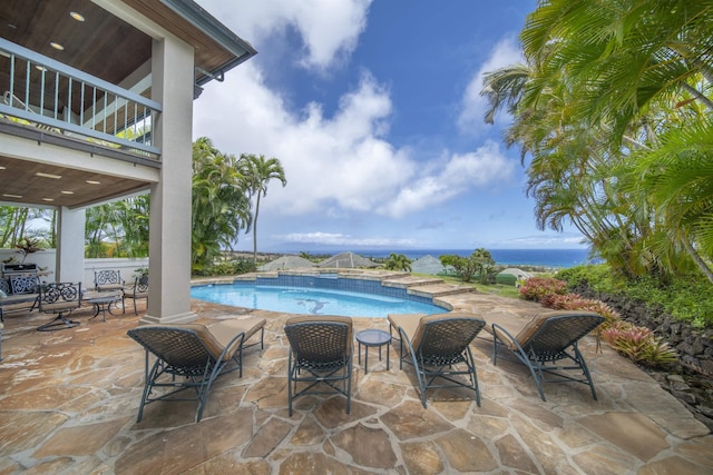 212 Crestview Rd, Lahaina, HI 96761 - outdoor pool with a patio and a water view