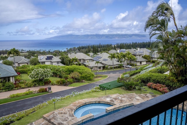 212 Crestview Rd, Lahaina, HI 96761 - aerial perspective of suburban area with a nearby body of water and a pool area