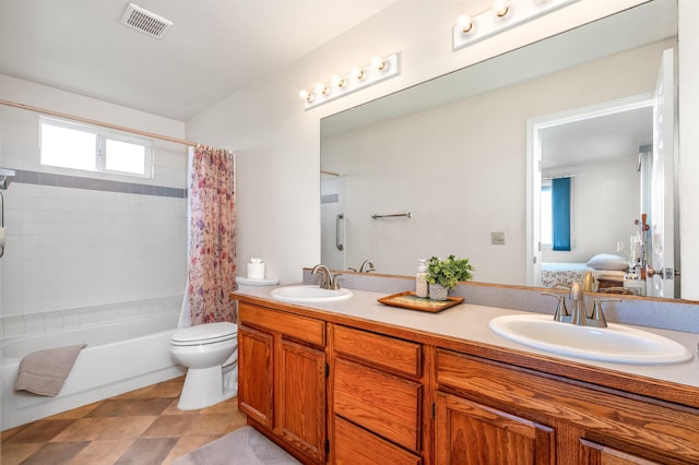 1125 Hoomau Pl, Wailuku, HI 96793 - bathroom with toilet, shower / bath combo with shower curtain, and double vanity
