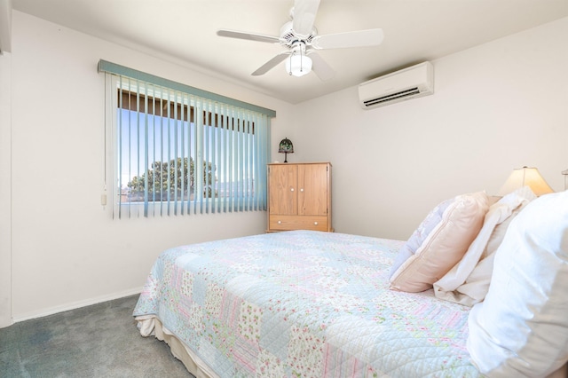 1125 Hoomau Pl, Wailuku, HI 96793 - carpeted bedroom featuring a wall mounted AC, baseboards, and ceiling fan