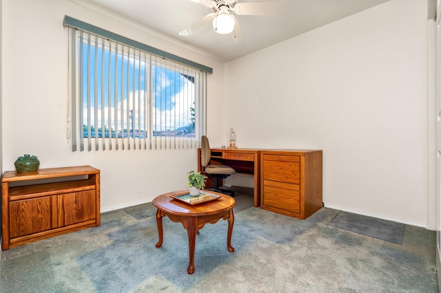1125 Hoomau Pl, Wailuku, HI 96793 - home office with carpet floors, ceiling fan, and baseboards