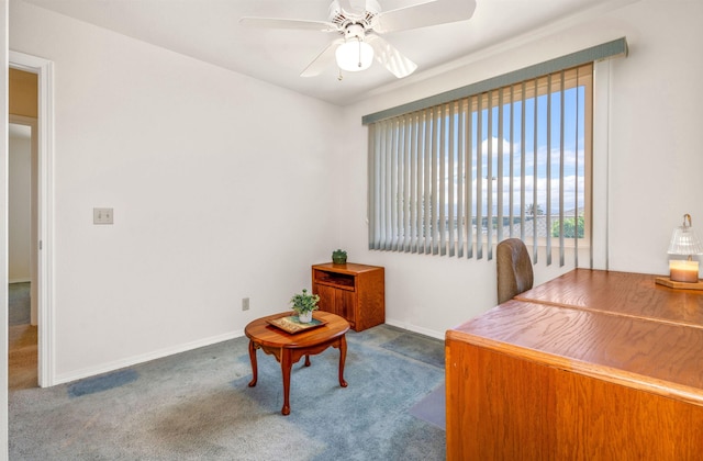 1125 Hoomau Pl, Wailuku, HI 96793 - carpeted home office with a ceiling fan and baseboards