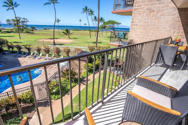 balcony with a water view