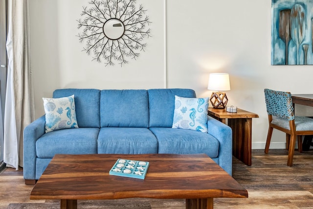 living room with hardwood / wood-style floors