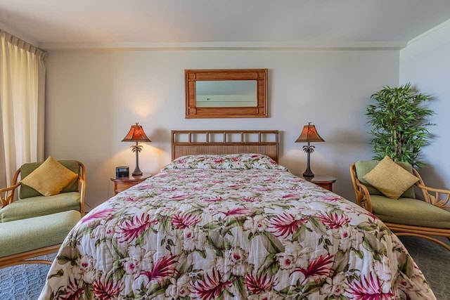 bedroom featuring crown molding