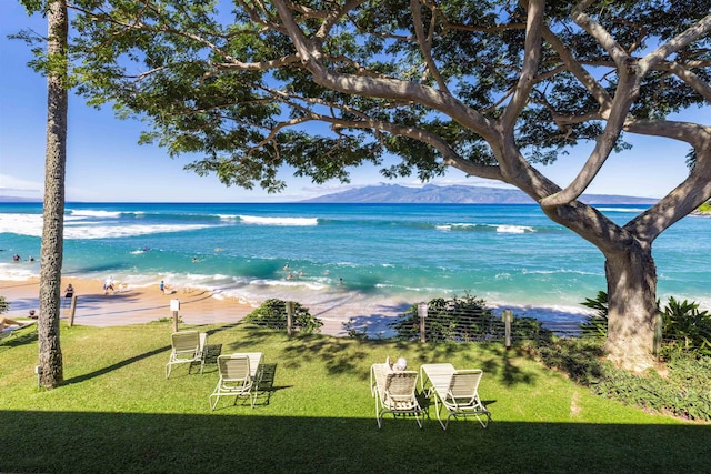 property view of water with a beach view