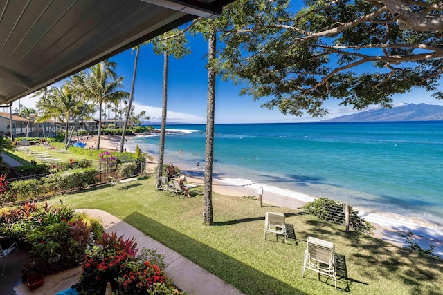 property view of water featuring a view of the beach