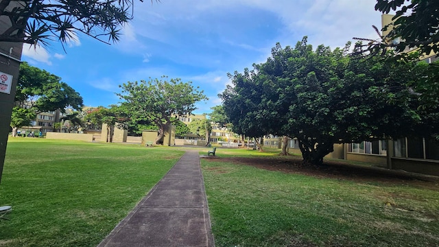 view of home's community with a lawn