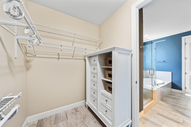 spacious closet featuring light wood-type flooring