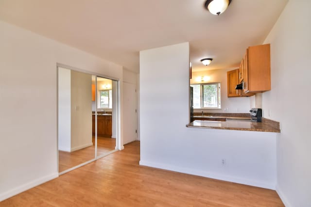 kitchen with light hardwood / wood-style floors, sink, a wealth of natural light, and stove