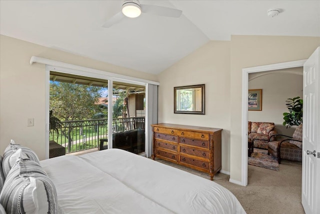 22 Kai Makani Loop Unit 201, Kihei, HI 96753 - bedroom with access to outside, vaulted ceiling, carpet, ceiling fan, and baseboards
