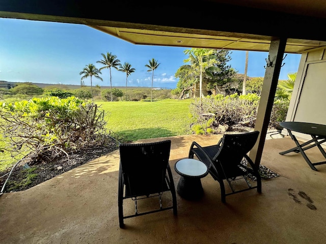 view of patio with a rural view