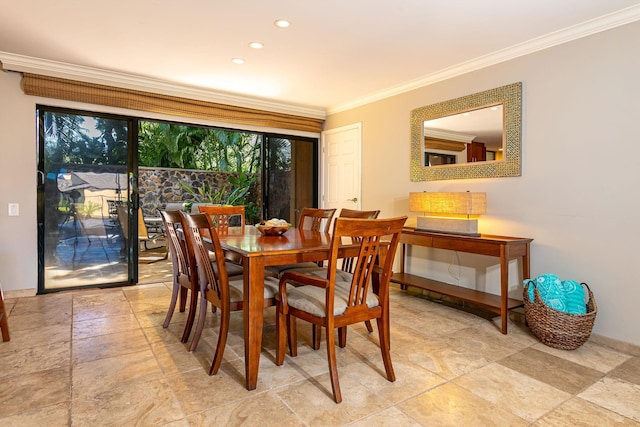 dining room with ornamental molding