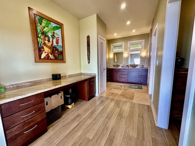 hall featuring light wood-type flooring