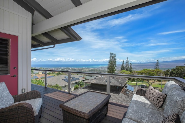 deck with a water view