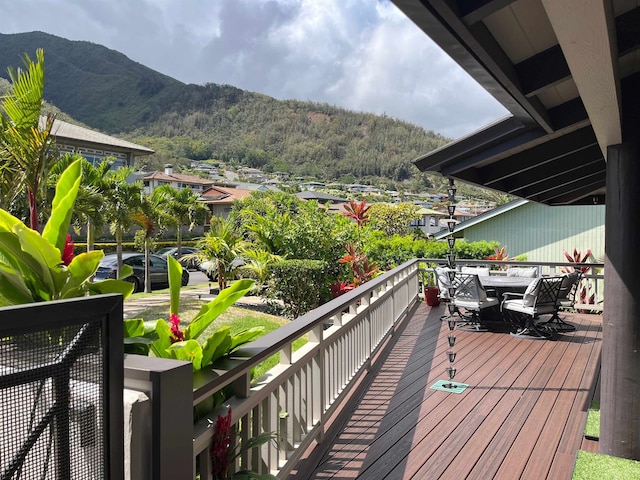 deck featuring a mountain view