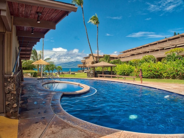 view of pool featuring a gazebo