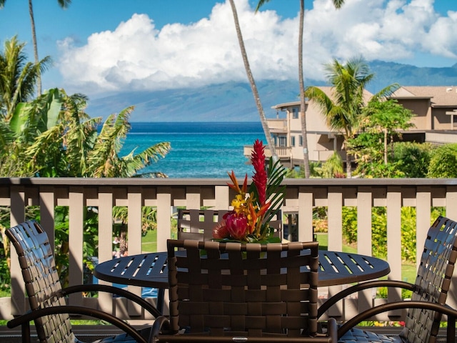 balcony with a water view