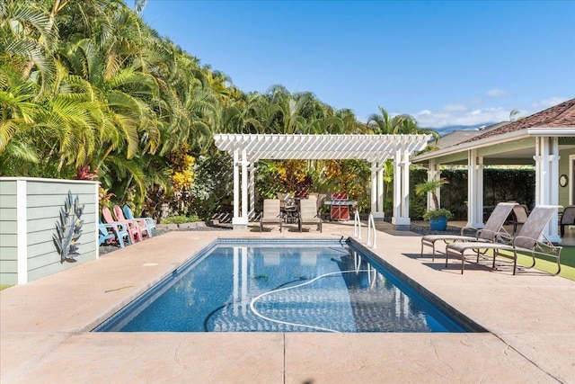 view of pool featuring a patio area and a pergola