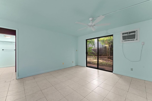 2747 S Kihei Rd Unit D102, Kihei, HI 96753 - unfurnished room featuring ceiling fan, a wall mounted air conditioner, light tile patterned flooring, and baseboards