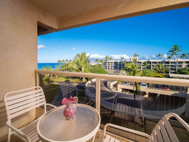 balcony with a water view