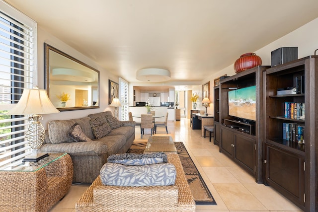 view of tiled living room