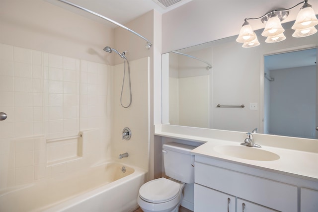 full bathroom with vanity, toilet, and shower / bathing tub combination