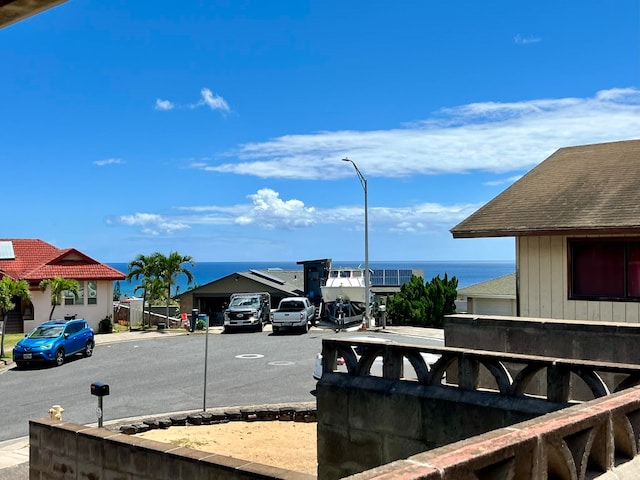 view of road featuring a water view